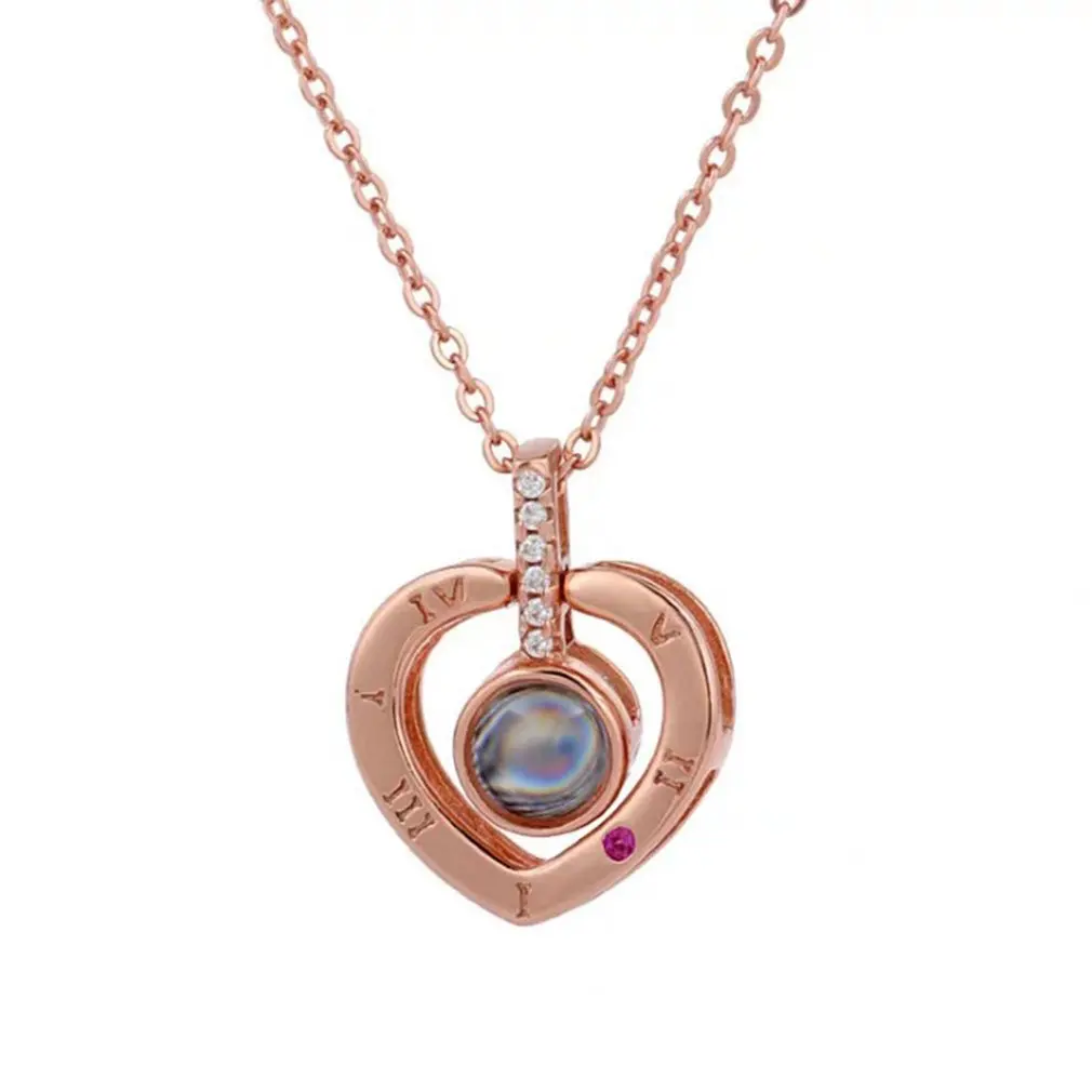 Розовое золото и серебро I Love You ожерелье проекционный кулон ожерелье Романтическая любовь память свадебное ожерелье