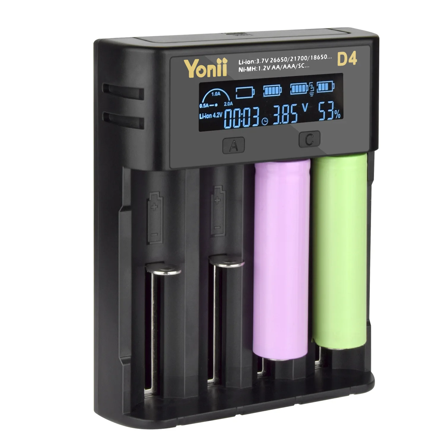 Yonii зарядное устройство для 18650 14500 3,7 в литиевая аккумуляторная батарея ЖК-зарядное устройство для литиевой батареи для ni-MH ni-cd 1,2 в ba