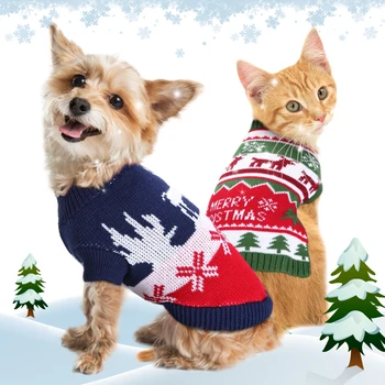 Christmas Pet Cat Puppy Sweater Winter Knitted Cat Kitten Clothes Clothing For Small Dogs Cats