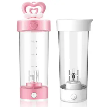 

420ml Mini Portable Electric Mixing Cup Cute Heart Battery Powered Protein Powder Automatic Shaker Bottle for Fitness