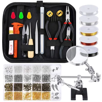 

Jewelry Making Supplies Wire Wrapping Kit with Jewelry Beading Tools, Jewelry Wire, Helping Hands, Jewelry Findings and Pendants