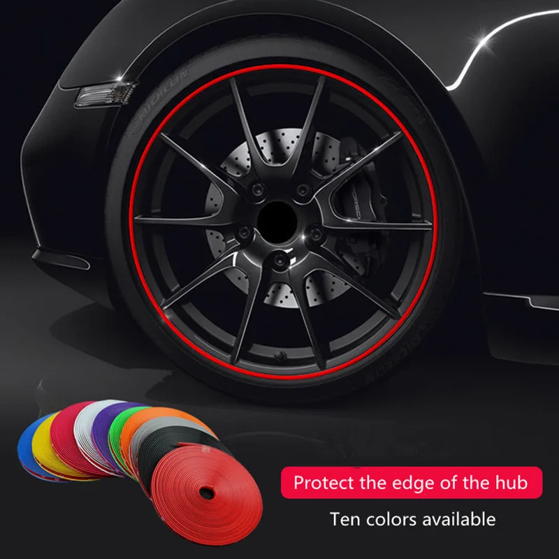 

8M Roller Rim Blade Car Color Rim Protector Trim Strip Tire Guard Line Rubber Molded Decorative Tire Suitable For All 4 Wheels
