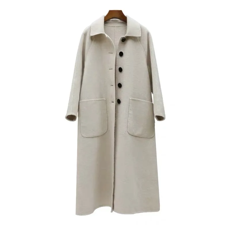 

2019 New Plus Size Woolen Coat Female Autumn and Winter Casual Women Wool Coat Mid-long Student Cashmere Coat NS1465