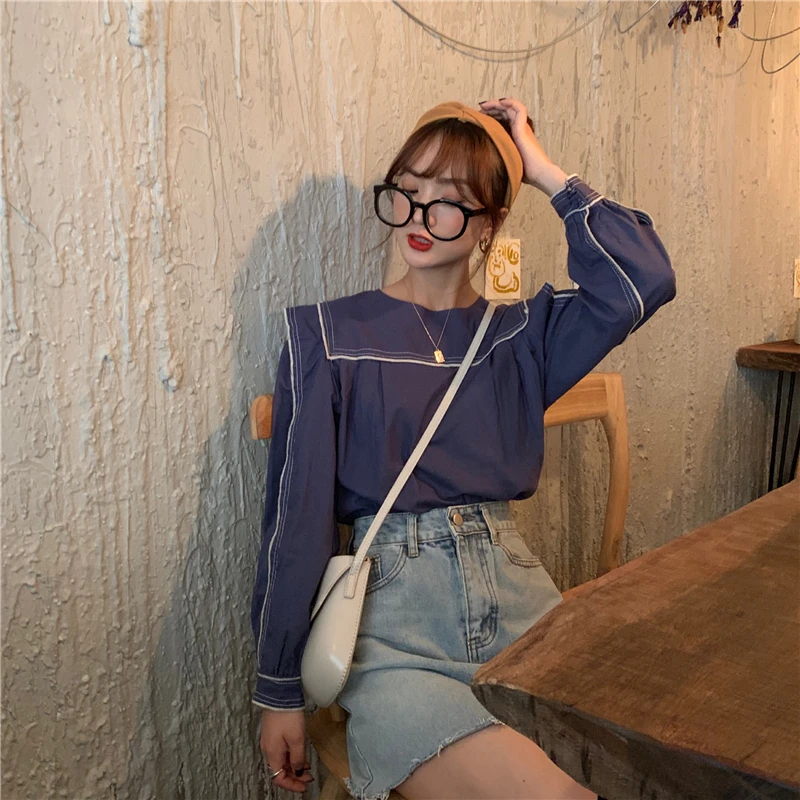 Neploe Корея шикарная блузка с длинными рукавами женские элегантные рубашки Осень корейский Модный пуловер Топы хит цвет повседневные Blusas 54329