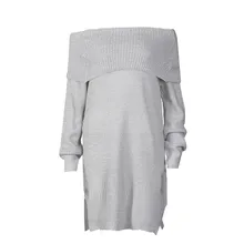 SAGACE Новая мода высокого качества Женский Повседневный длинный рукав свободный вязаный свитер с открытыми плечами платье женский свитер длинный