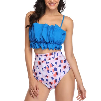 

Sexy High Waist Bikini Swimwear Women Swimsuit 2020 Solid Bikini Set Push Up Monokini Plus Size Bathing Suit Female Beach Wear