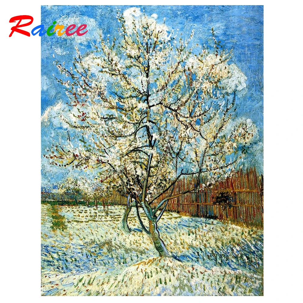 Алмазная вышивка Rairee Great Artist Van Gogh 5D алмазная живопись Цветущий Персиковый Цветок