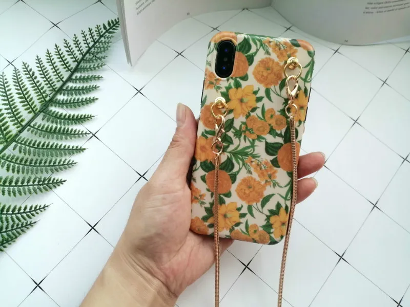 Vintage flower silicone Crossbody phone case bag for iphone XS MAX Case for iphone 7 X XR 6 6S 8 plus cover S8 S9 S10 plus note9