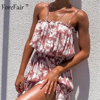 

Forefair Off Shoulder Floral Printed Beach Dress Women New 2020 Spaghetti Strap Bohemian Retro Tunic Beachwear Summer Dress