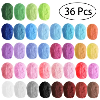 

ULTNICE 36 Colors Practical Tools Fiber Wool Roving Wool Felting Material DIY Stamp Joy for Needle Felting Hand Spinning DIY