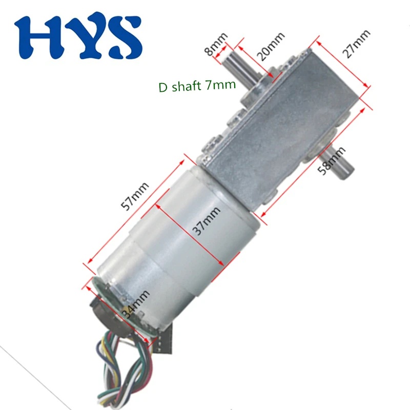 

HYS Motor DC 12V 24V Encoder Gear Motors Dual shaft 20mm Torque 60kg.cm Worn Motor DC 12 V Volt Electric Reducer DC12V 5840-555B