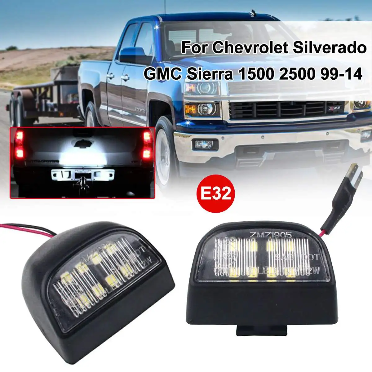 Автомобильный задний номерной знак светодиодный светильник для Chevrolet Silverado GMC-Sierra 1500 2500 1999- светильник номерного знака