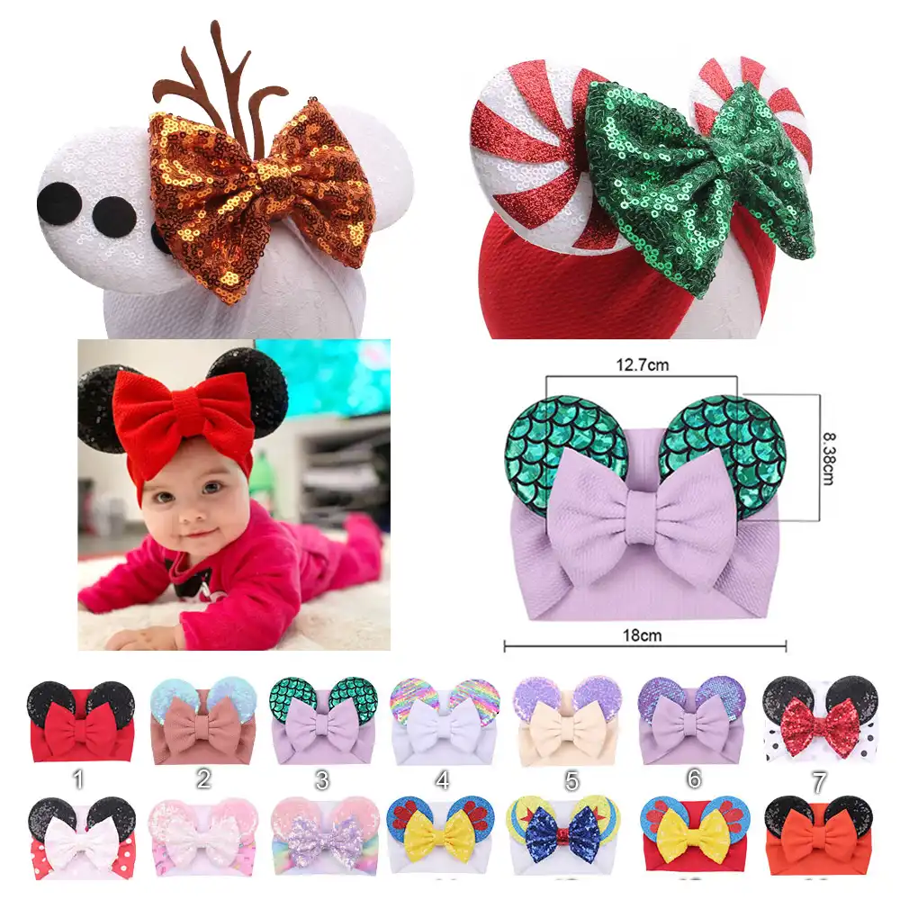 Bandeau Avec Nœuds Pour Bebe Oreilles De Minnie Serre Tete Gaufre Accessoires Pour Filles Couvre Chef Classique Pour Enfants Offre Speciale Aliexpress
