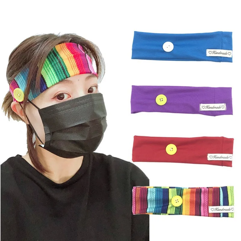 

PUOU Sports Headband Mask Button Turban Face Mask Anti-scratch Hair Band Relieves Ear Pain Prevention Mask Artifact Headdress