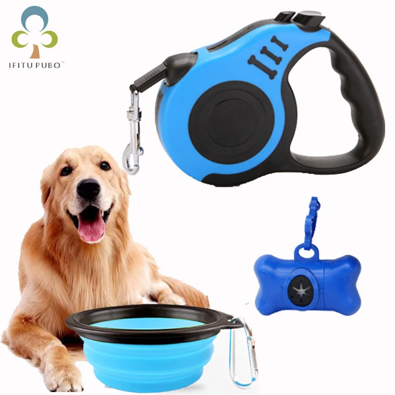 

Traction Rope Dog Automatic Retractable Dog Chain Small Medium Large Fog Leash Folding Bowl Picker Set LXX