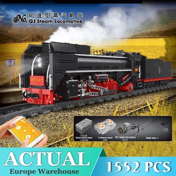 

City Technic Remote Control QJ Class Steam Locomotive Electric Railway Train Model Building Blocks Bricks Toys Christmas Gift