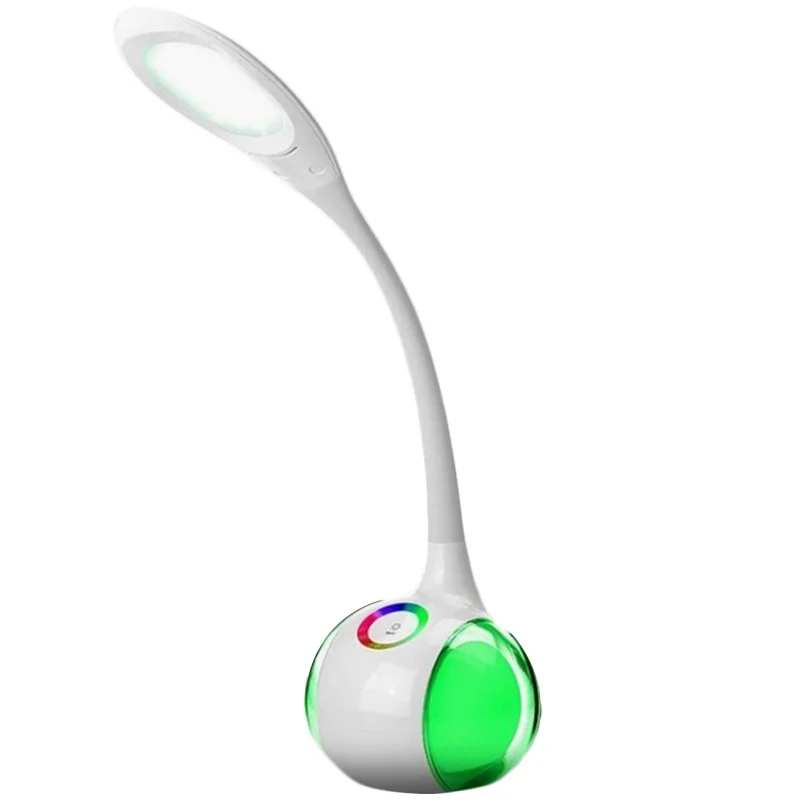 

HHO-Smart Press Bluetooth Speaker Learning Light Desktop Colorful Eyes Colorful Lights Protection Table Lamp Wireless Audio Fm R