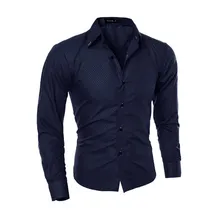 Модная тонкая темно-клетчатая Однотонная рубашка с длинными рукавами Королевского синего цвета XXL новые мужские деловые рубашки