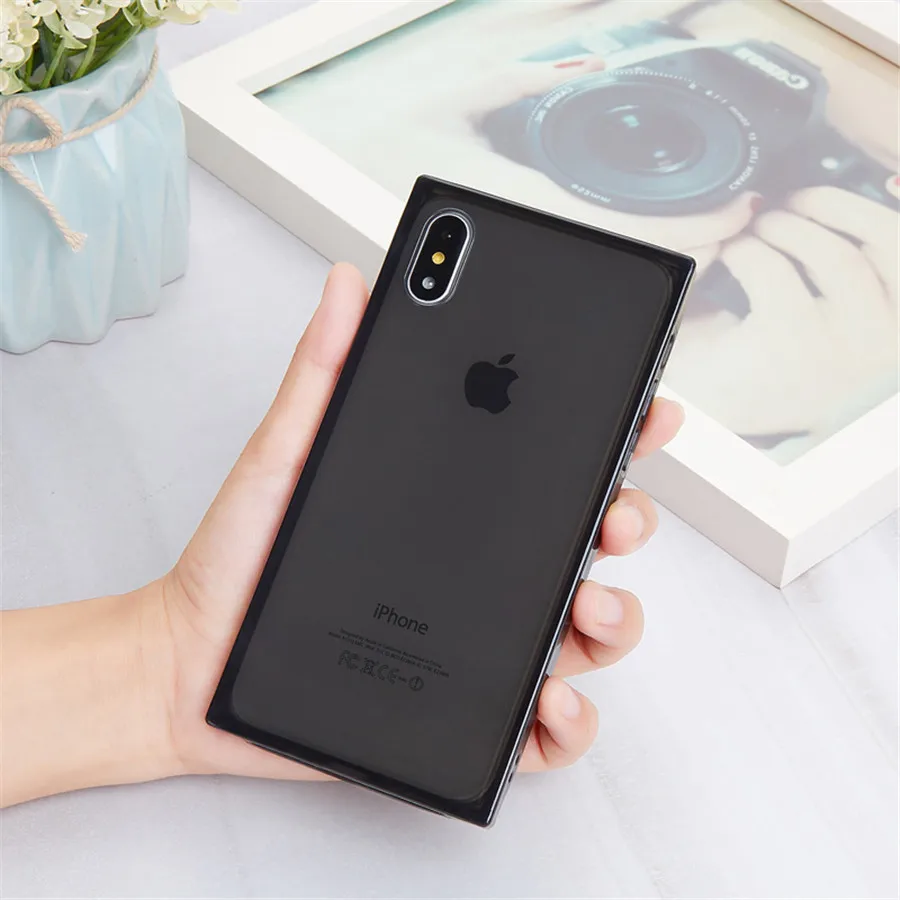 Модный мягкий чехол с защитой от падения для iPhone 11 Pro Max Xs XR X 7 8 Plus 6 6s, Прозрачный Силикон ТПУ, конфетный противоударный чехол для телефона - Цвет: Black