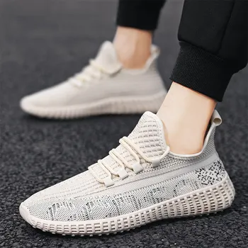 

Men Sneakers 2020 Summer Hollow Mesh Trend Flying Woven Shoes Breathable Running Shoes Male Outdoor Tide Wild Flats Casual Shoes