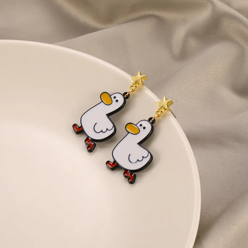 PickyanDco, корейские длинные висячие серьги с мультяшной уткой, милые персональные серьги со звездой для женщин и девочек, модные ювелирные изделия XC71
