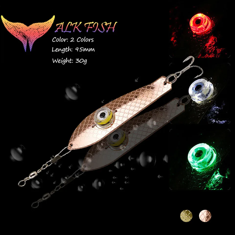 WALK FISH 1PCS Fishing Lure Light LED Fishing Lamp Luminous Lure Deep  Underwater Eye Shape Fishing Bait Hook Fishing Squid Lure