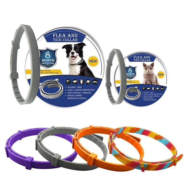 Collar de prevención de pulgas y garrapatas para perros y gatos, repelente de mosquitos, ajustable, accesorios para perros, 8 meses, novedad