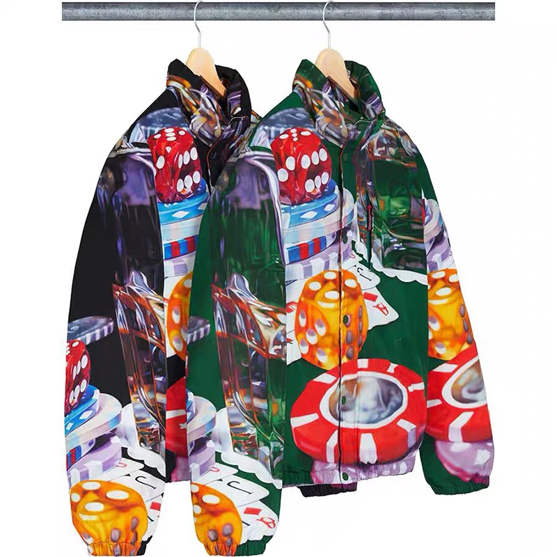 18FW Bogo Winter Jacket Women Men Unisex Casino Jacket Coat Poker Dice Printed Jackets Coats Men 18FW Bogo Winter Jacket Women Men Unisex Casino Jacket Coat Poker Dice Printed Jackets Coats Men