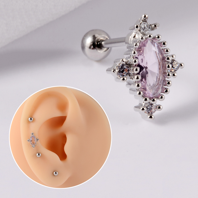 361L Surgical Steel Cz Ear Tragus Cartilage Crystal Lightning Snake Lobe Earrings Helix Earring Barbell Piercing Jewelry 20G