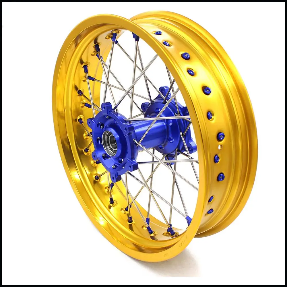 3 5/5 0 17IN. SPOKED SUPERMOTO DRZ400 00 04 DRZ400E 07 DRZ400S 18 DRZ400SM 05 колеса набор для SUZUKI золотые