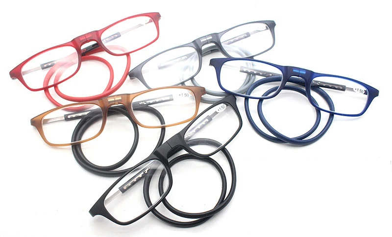 Совершенно новые магнитные очки для чтения, мужские и женские, Висячие на шее, лупа, регулируемая передняя дальнозоркость TR90 очки+ 1,0+ 1,5~+ 3,5