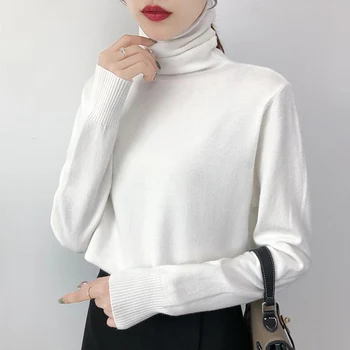 

Dunayskiy Korean Style Knitted Women Turtleneck 2020 Fashion Autumn Winter Sweater Long Sleeve Jumper Pullover Female Knitwear