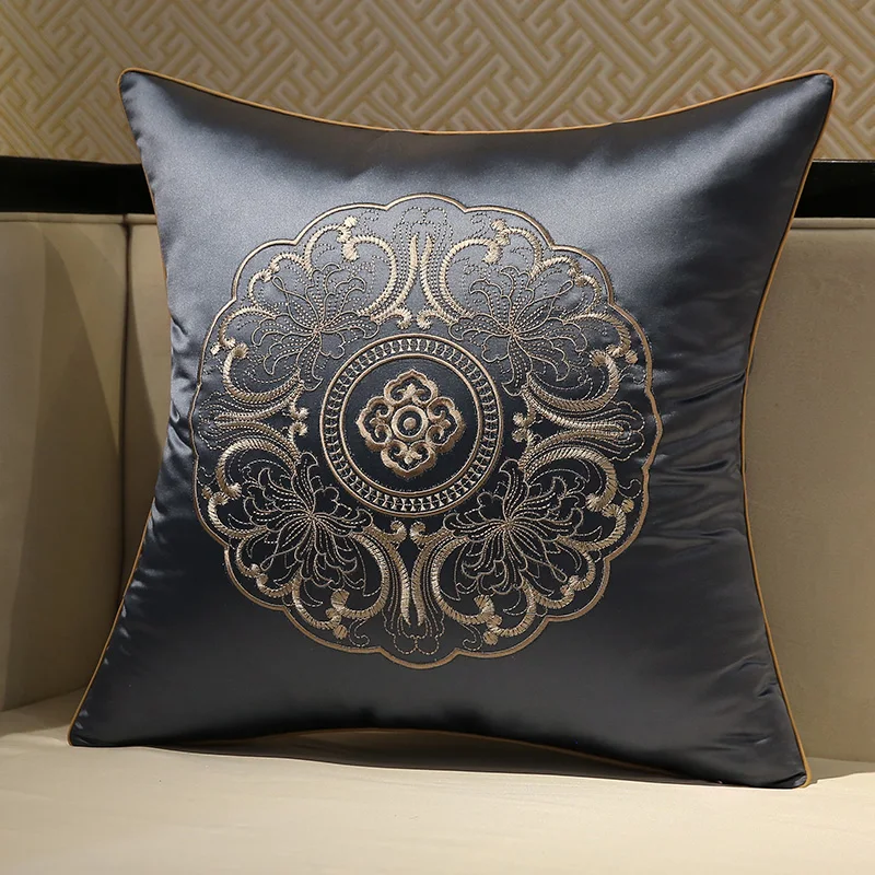 DUNXDECO Cushion Cover Decorative Pillow Case Modern Simple Chinese Style Flora Circle Embroidery Coussin Sofa Bedding Decorate