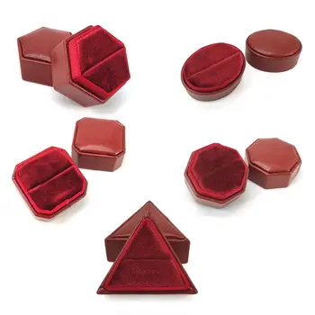 

Antique Hexagon Velvet Ring Box Single Ring Display Holder with Detachable Lid Ring Box Holder for Wedding Ceremony