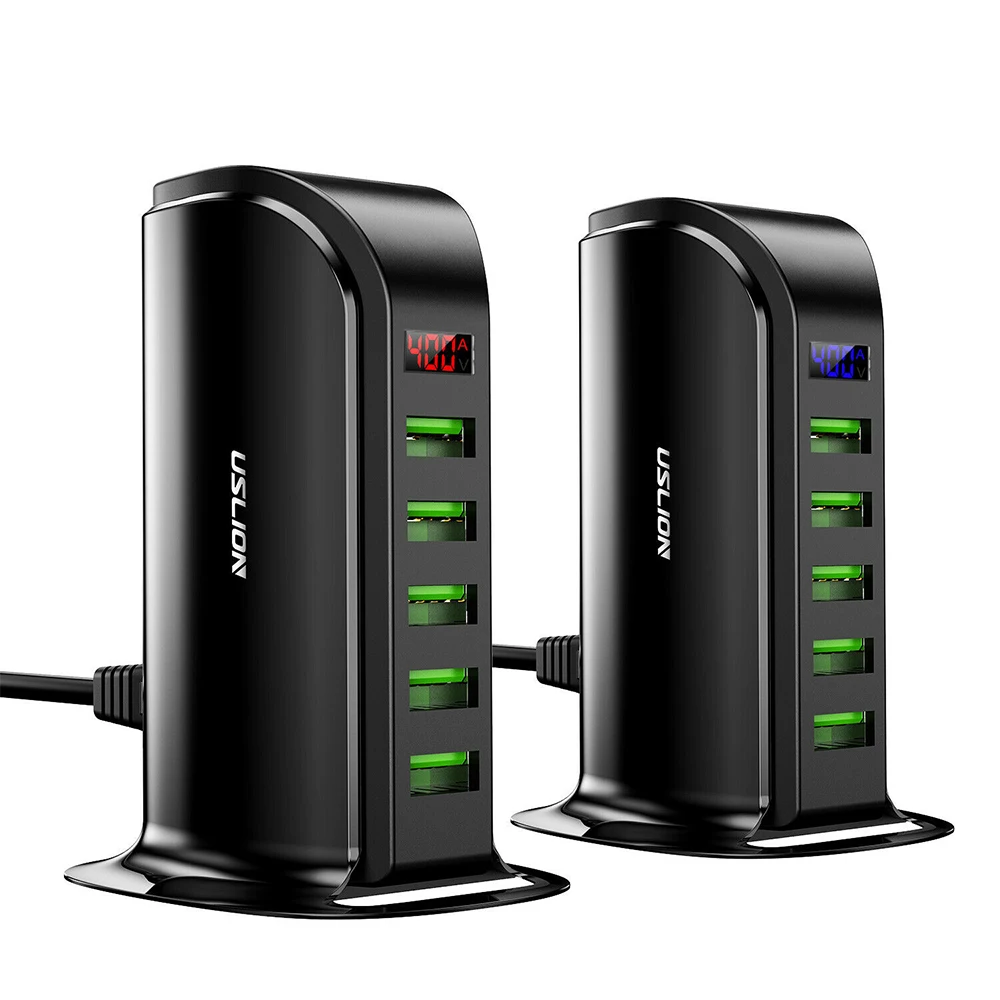 5 портов USB зарядное устройство концентратор Быстрая зарядка 3,0 светодиодный дисплей мульти usb зарядная станция мобильный телефон Настольный настенный домашний телефон адаптер