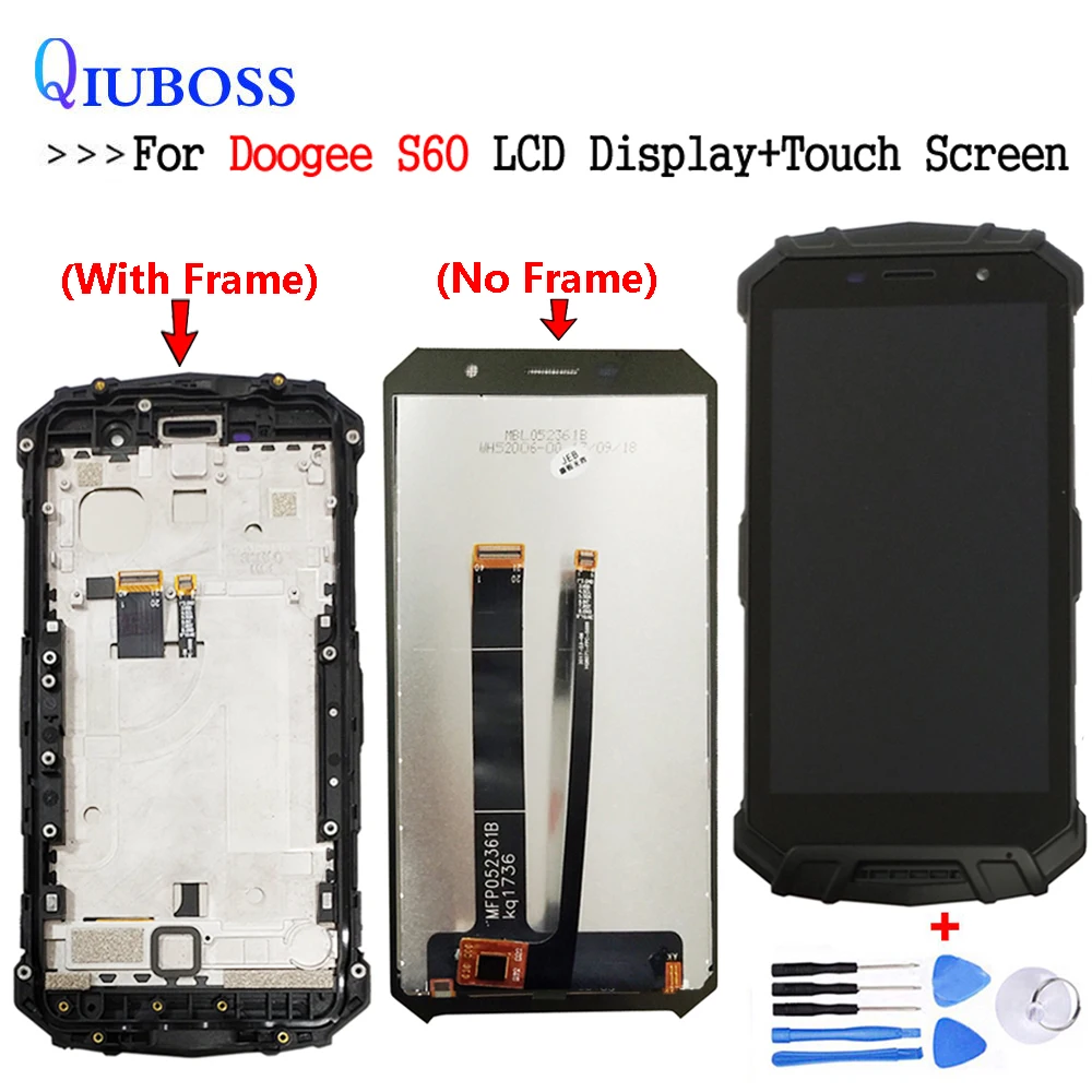 Дешево Для 5,2 дюймов Doogee S60 S60 Lite ЖК дисплей + сенсорный экран с рамкой 100% протестированный экран дигитайзер сборка Замена