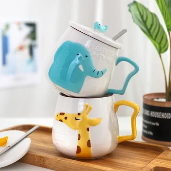 

Creative 3D Relief Animal Belly Cups Cute Rabbit Elephant Giraffe Mugs Student Couple Tea Milk Cup Coffee Mugs Friend Gift