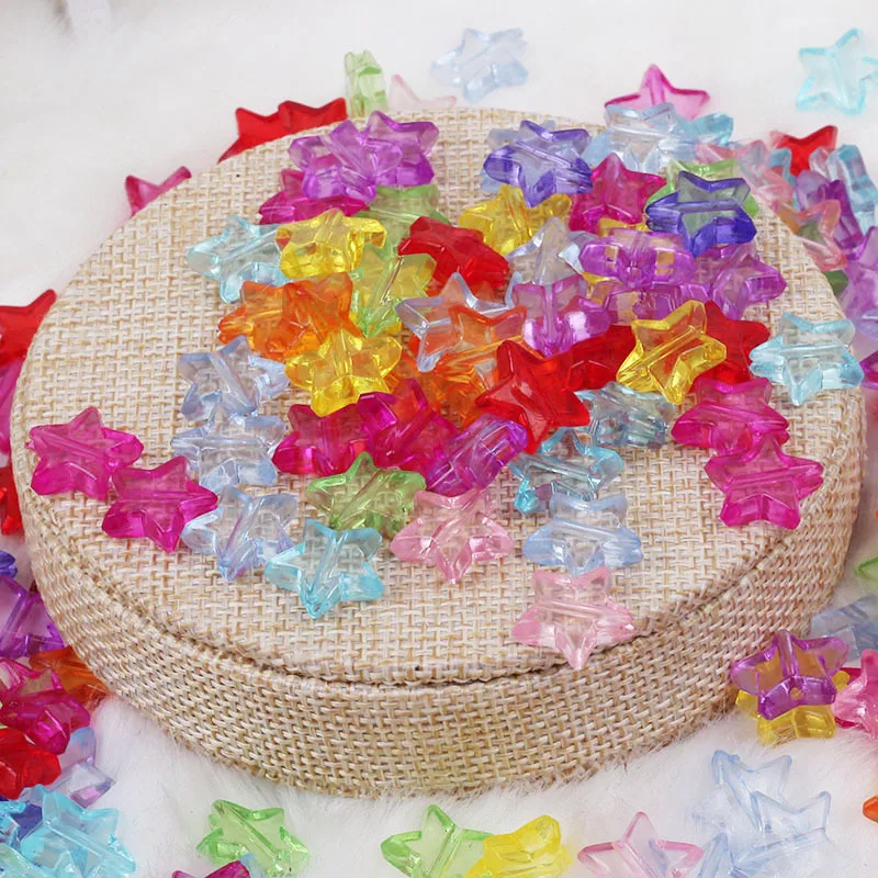 

50PCS Candy Color Transparent Pentagram Acrylic Beads DIY Plastic Bead Necklace Bracelet Jewelry Accessories Wholesale 12mm