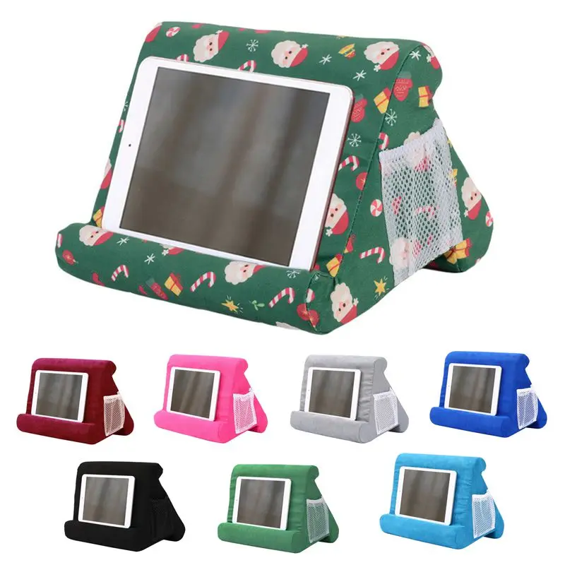 

Green Christmas Pattern With Net Pockets, Pillows, Multi-angle Soft Pillows, Reading Flippy Tablet Phone Holder Ipad