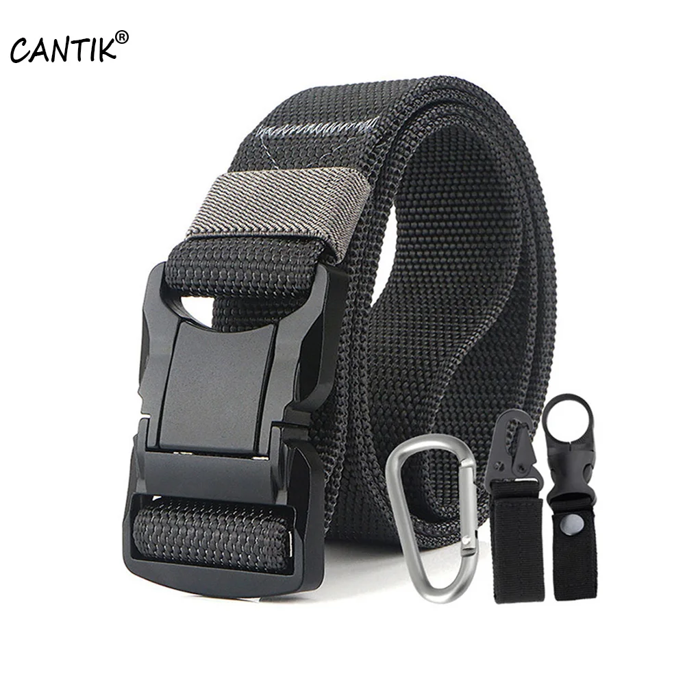 CANTIK Mens Black Aluminum Alloy Safety Buckle Outdoor Tactical Nylon Belt Suit for Men Clothing Jeans Accessories 3.8cm CBCA190 cantik 4 5cm width new tactics military training multifunctional outdoor sport buckle durable nylon suit belt men cbca131