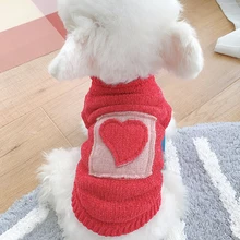 Red Love хлопковое пальто для щенка вязаные свитера для домашних собак осенне-зимняя куртка с животными XS XL Кот Французский бульдог терьер куртка товары