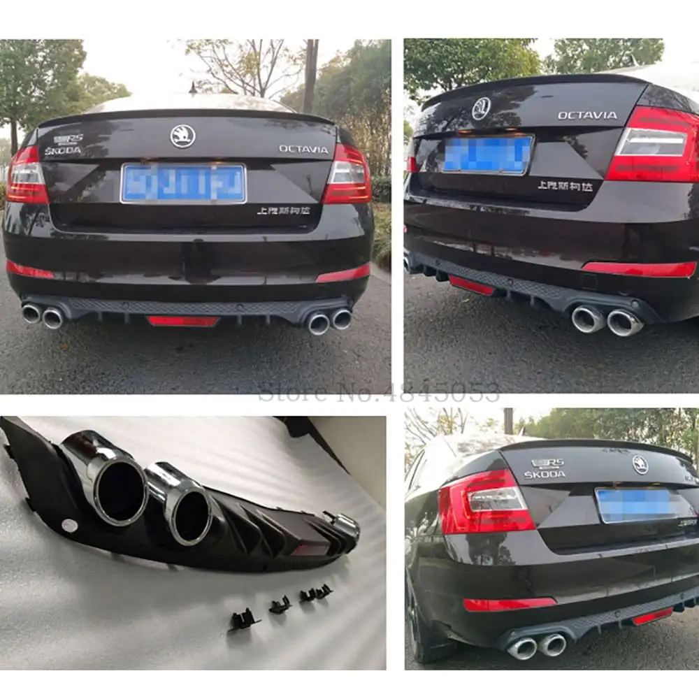Для Skoda Octavia ABS Материал черный задний бампер диффузор Защитная крышка планки автомобиля Стайлинг 1 шт