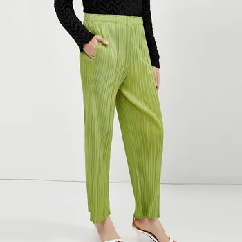 

Brand Fashion Women High-end Luxury Summer Loose Comfortable Stretch Casual Pleated Straight Pants