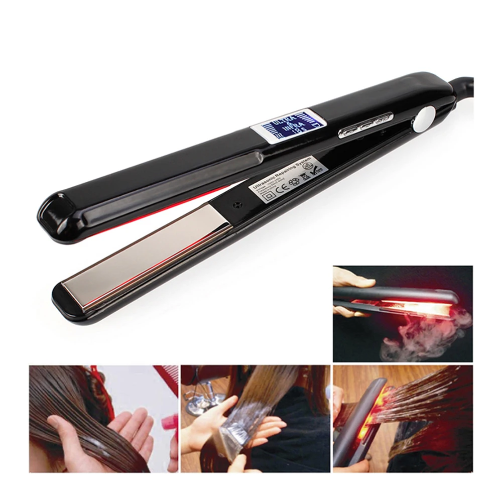 

Infrared Ionic Hair Straightener Dual Voltage 2 inch Plate Ceramic Tourmaline Flat Iron Professional LCD Digital Display