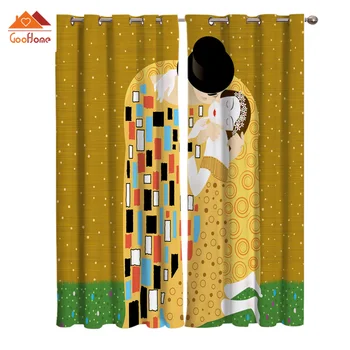 

A Reworking Of The Gustav Klimt Kiss Window Curtains Living Room Outdoor Fabric Drapes Curtain Home Decor