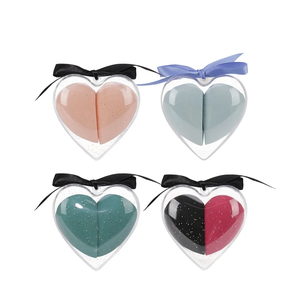 O. Two. O Heart Shape Puff Set Wet And Dry Dual Purpose Flocked Stereo Cosmetic Egg Four Colors Water Drop Powder Puff 9930