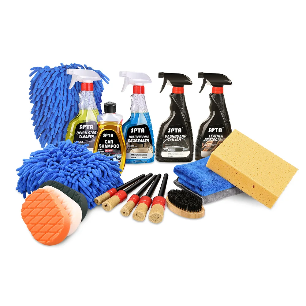 

SPTA 19Pcs Car Interior Cleaner Care Sets Upholstery Cleaner Multi purpose Degreaser Dashboard polish Leather Protectant Sets
