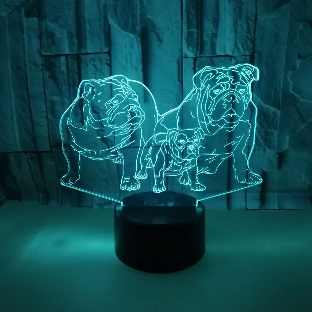 3D Led форма ночник креативный Usb 7 цветов милая собака изменить Настольная лампа с персонажами из мультфильмов спальня освещение сна Декор Детский подарок на день рождения