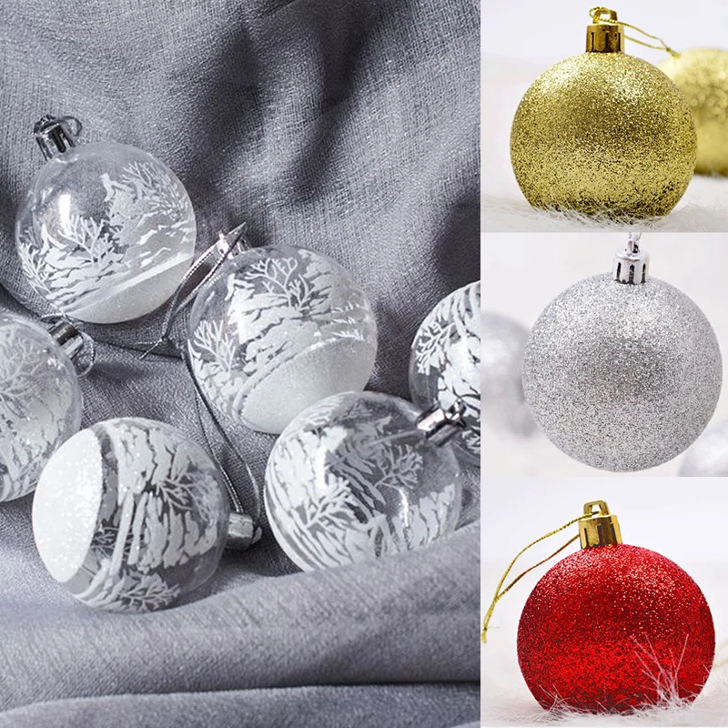 

Christmas Decorations for Home 6/1PCS 6CM/8CM Christmas Tree Ornaments New Year Xmas Decor Home Hanging Pendants Craft Ball
