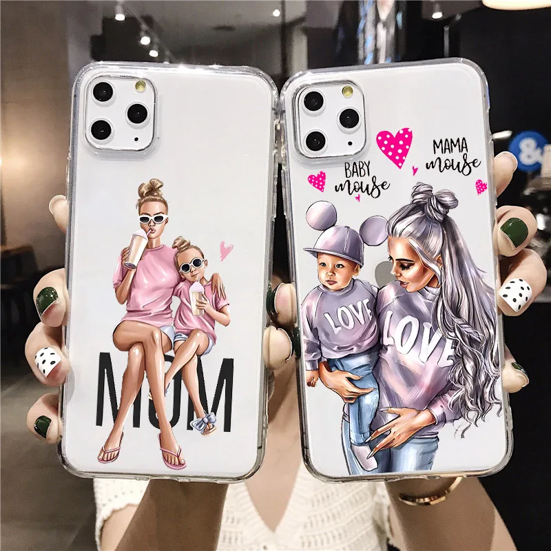Fashion Mama Girl Super Mom Baby Phone Case For Iphone 12 11 Pro Max Xr 7 6s 8 Plus X Xs Max Se Soft Tpu Silicone Transparent Phone Case Covers Aliexpress